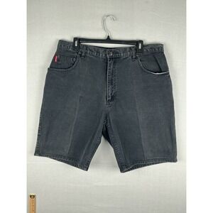 Bugle Boy‎ Mens Denim Shorts Black Gray Vintage 90s Relaxed Fit 38W Casual